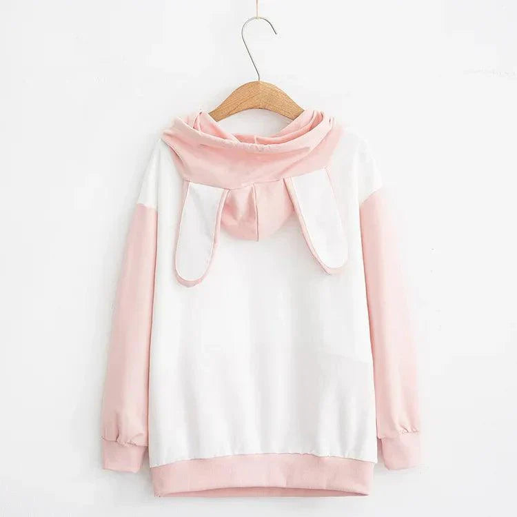 Kawaii Bunny Ear Printed Graphic Hooded - Venus Trendy Fashion Online