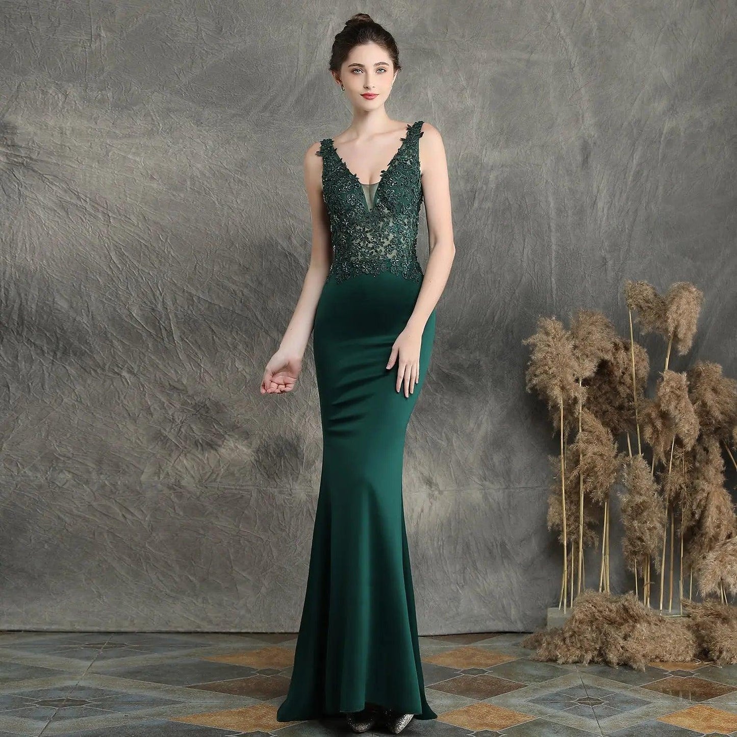 Handmade Applique Beaded Toast Clothing Bride Long Appreciation Dinner Slim-Fit Fishtail Wedding Evening Dress Formal Gown - Venus Trendy Fashion Online