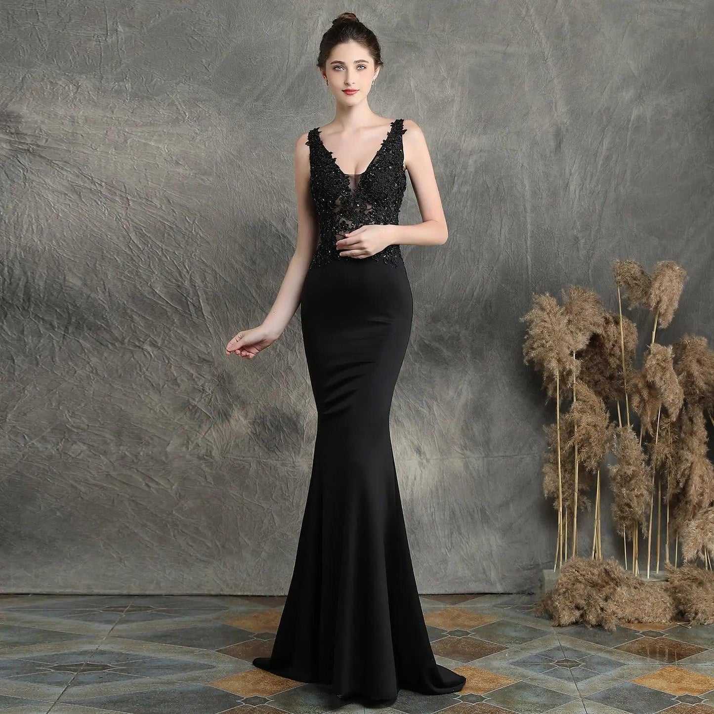 Handmade Applique Beaded Toast Clothing Bride Long Appreciation Dinner Slim-Fit Fishtail Wedding Evening Dress Formal Gown - Venus Trendy Fashion Online