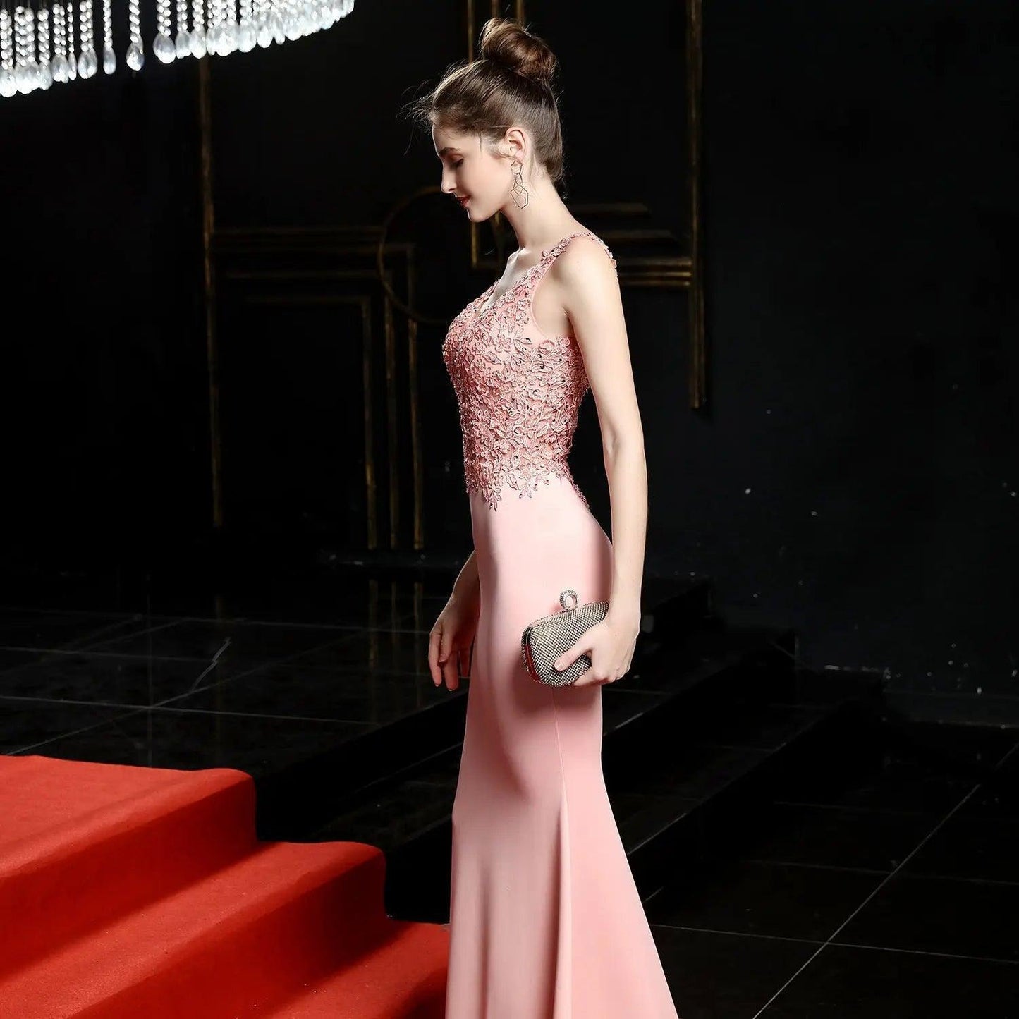 Handmade Applique Beaded Toast Clothing Bride Long Appreciation Dinner Slim-Fit Fishtail Wedding Evening Dress Formal Gown - Venus Trendy Fashion Online