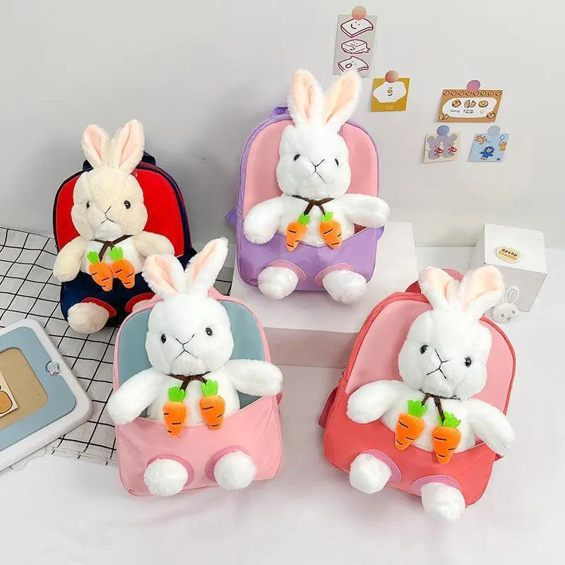 Kids Baby Fashion Boys Girls Cartoon Rabbit Doll Plushtoy Backpack School Bag - Venus Trendy Fashion Online