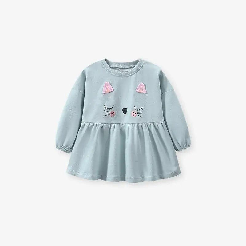 Kids Toddler Big Boys Spring Autumn Fashion Casual Cute Solid Color Cartoon Kitten Round Neck Long Sleeve Pants Set - Venus Trendy Fashion Online
