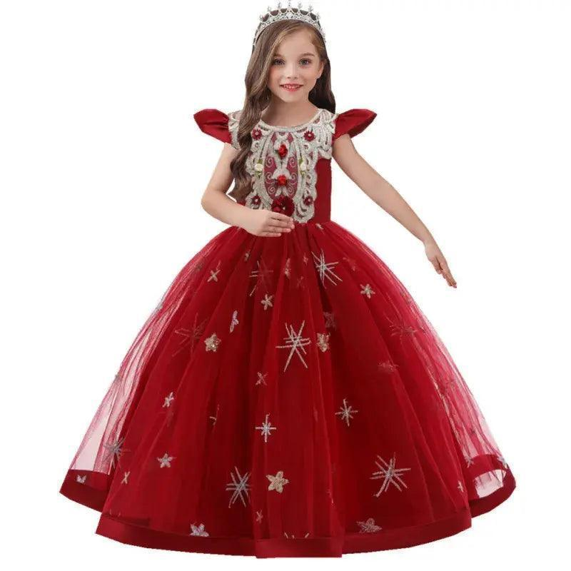 Kids Toddler Big Girls Fashion Party Cute Sweet Solid Color Floral Embroidery Sleeveless Mesh Party Tutu Dress - Venus Trendy Fashion Online