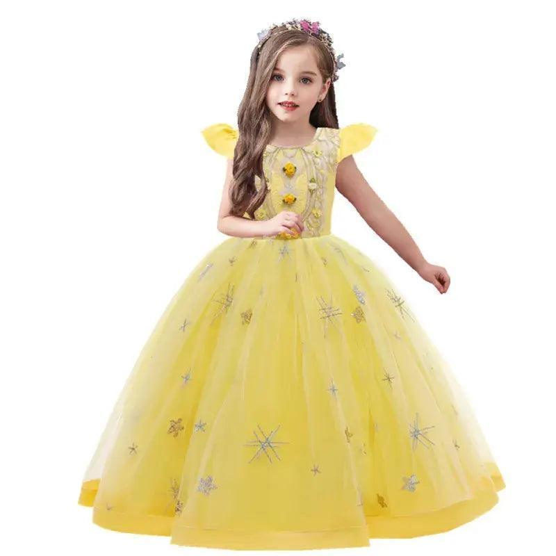 Kids Toddler Big Girls Fashion Party Cute Sweet Solid Color Floral Embroidery Sleeveless Mesh Party Tutu Dress - Venus Trendy Fashion Online