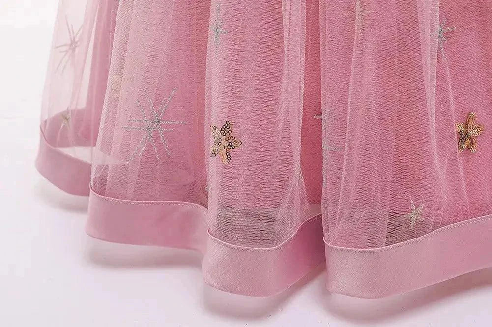 Kids Toddler Big Girls Fashion Party Cute Sweet Solid Color Floral Embroidery Sleeveless Mesh Party Tutu Dress - Venus Trendy Fashion Online