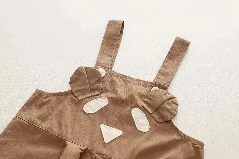 Kids Toddler Boys Summer Fashion Casual Cute Solid Color Cartoon Bear Round Neck T-Shirt Suspenders Set - Venus Trendy Fashion Online