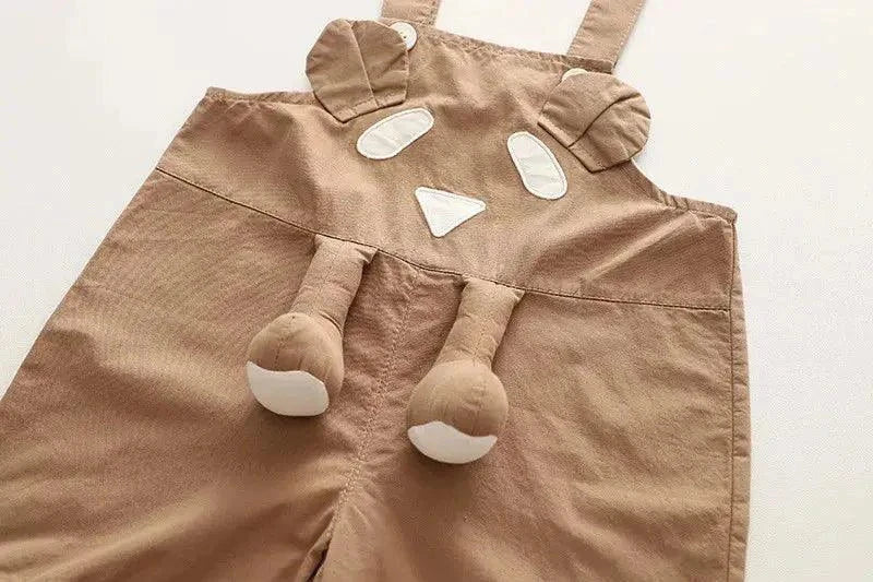 Kids Toddler Boys Summer Fashion Casual Cute Solid Color Cartoon Bear Round Neck T-Shirt Suspenders Set - Venus Trendy Fashion Online