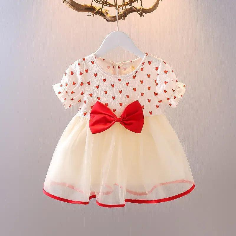 Kids Toddler Girls Fashion Bow Heart Mesh Dress - Venus Trendy Fashion Online