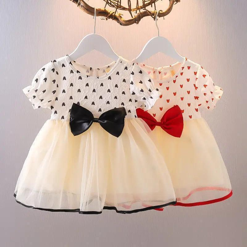 Kids Toddler Girls Fashion Bow Heart Mesh Dress - Venus Trendy Fashion Online