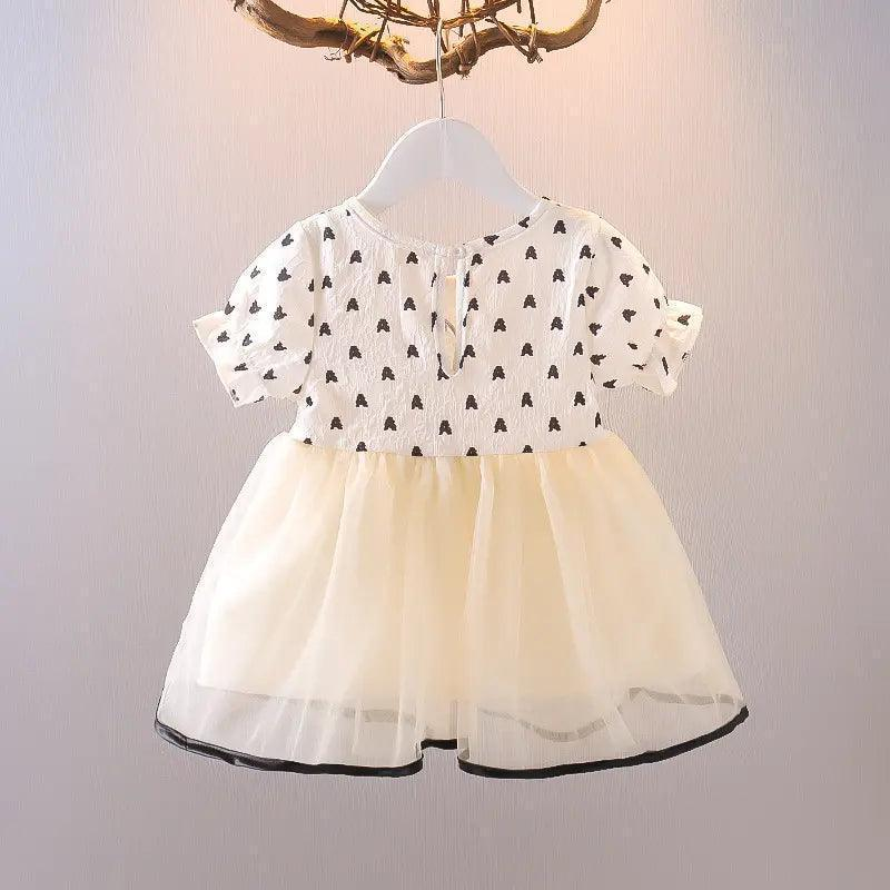 Kids Toddler Girls Fashion Bow Heart Mesh Dress - Venus Trendy Fashion Online