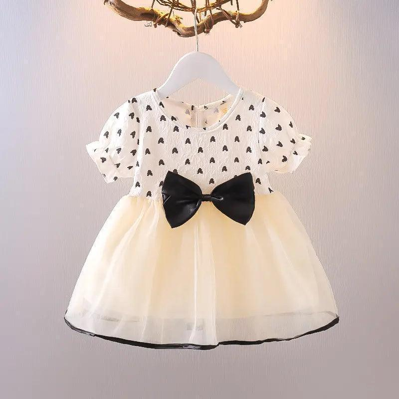 Kids Toddler Girls Fashion Bow Heart Mesh Dress - Venus Trendy Fashion Online