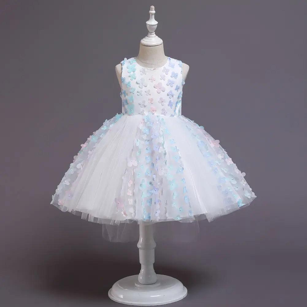 Kids Toddler Girls Fashion Party Cute Sweet Color Matching Petals Pleated Sleeveless Mesh Party Tutu Dress - Venus Trendy Fashion Online