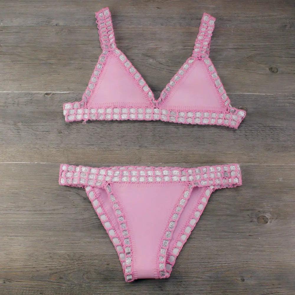 Knitted Stitching Swimsuit Set - Venus Trendy Fashion Online