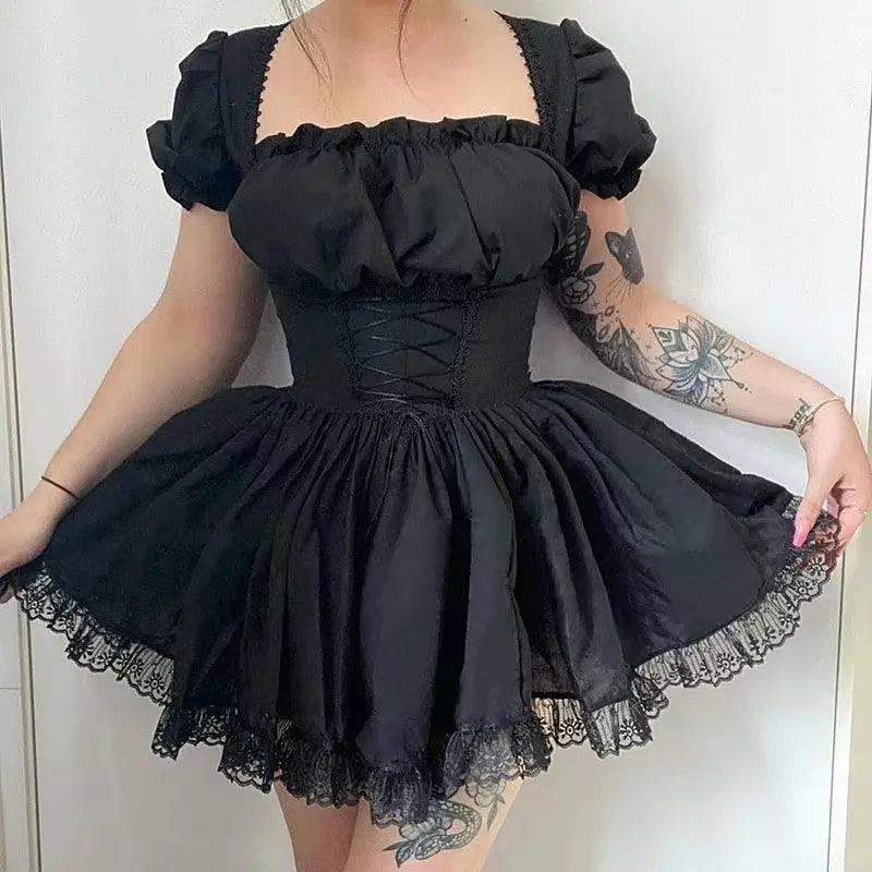 Lolita Goth Aesthetic Puff Sleeve Party Clothes - Venus Trendy Fashion Online