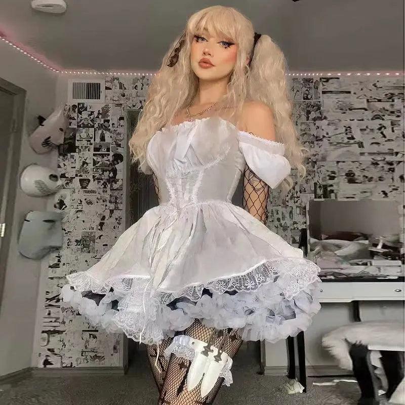 Lolita Goth Aesthetic Puff Sleeve Party Clothes - Venus Trendy Fashion Online