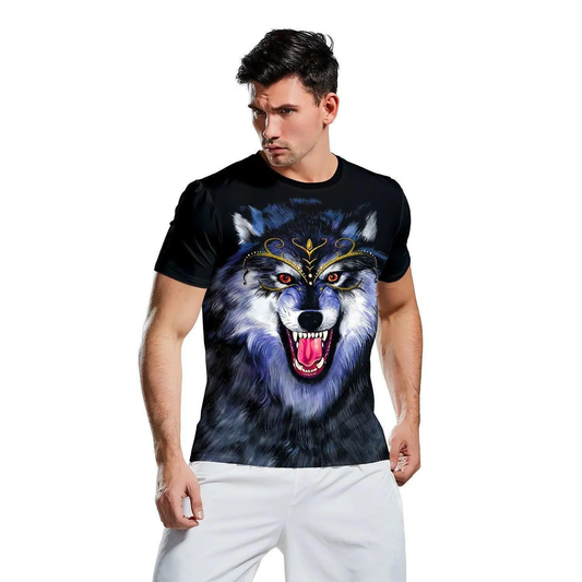 Men Fashion Round Neck Short Sleeve Printed Slim Fit T-Shirt - Venus Trendy Fashion Online