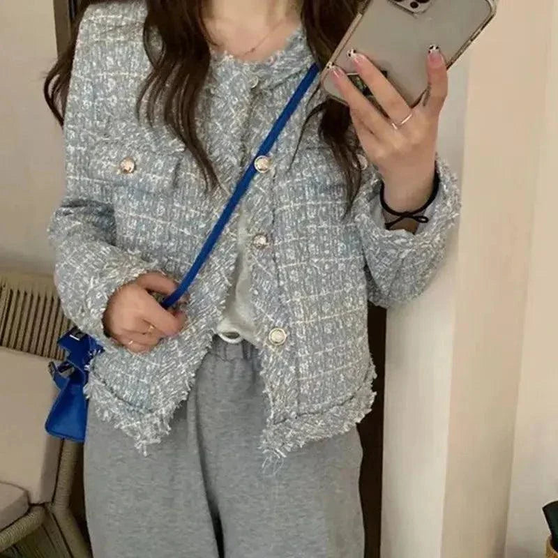 New Fashion Korean Style Chic Vintage Tweed Woolen Jacket Coat - Venus Trendy Fashion Online