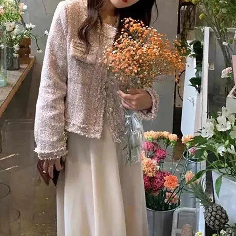 New Fashion Korean Style Chic Vintage Tweed Woolen Jacket Coat - Venus Trendy Fashion Online
