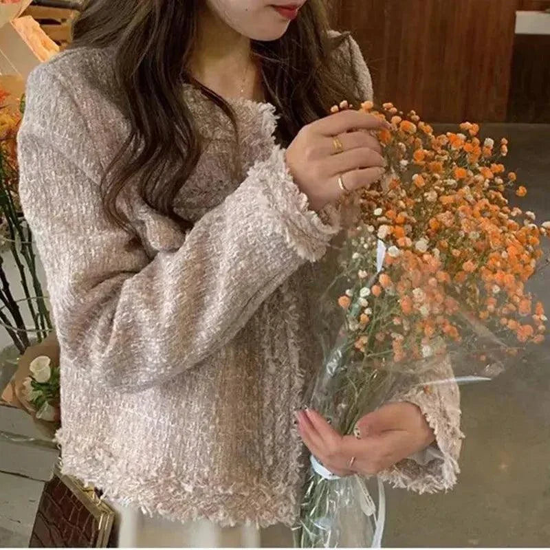 New Fashion Korean Style Chic Vintage Tweed Woolen Jacket Coat - Venus Trendy Fashion Online