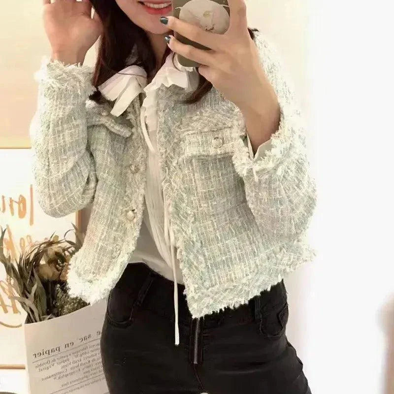 New Fashion Korean Style Chic Vintage Tweed Woolen Jacket Coat - Venus Trendy Fashion Online