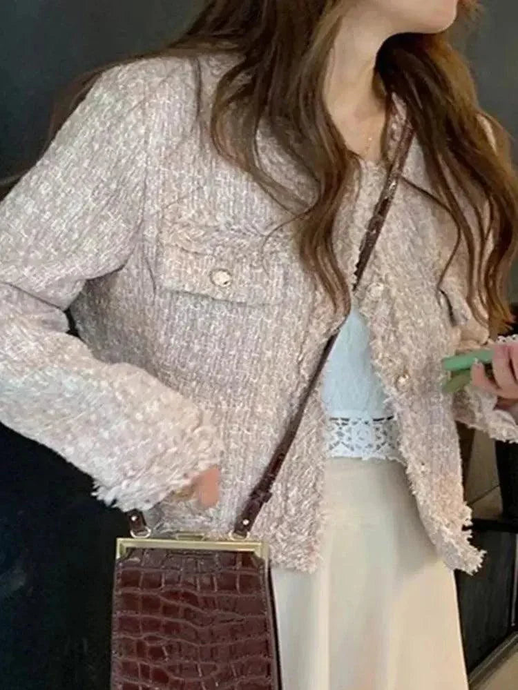 New Fashion Korean Style Chic Vintage Tweed Woolen Jacket Coat - Venus Trendy Fashion Online