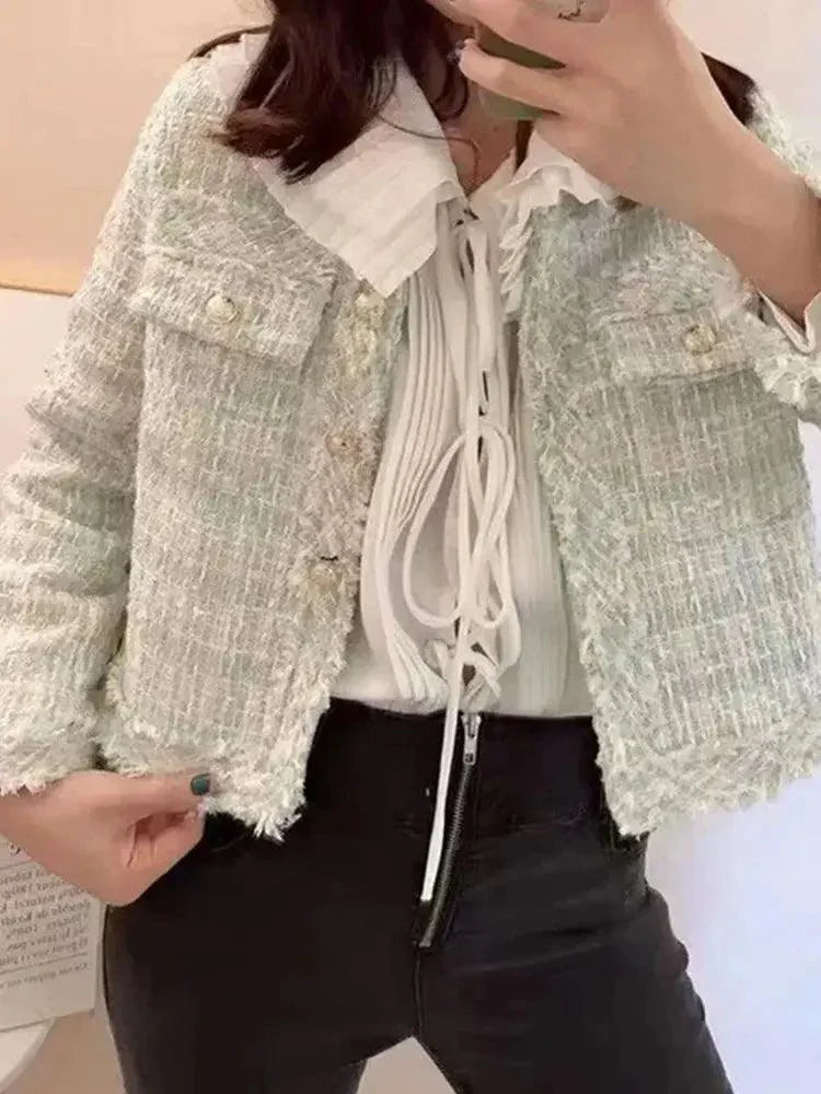 New Fashion Korean Style Chic Vintage Tweed Woolen Jacket Coat - Venus Trendy Fashion Online