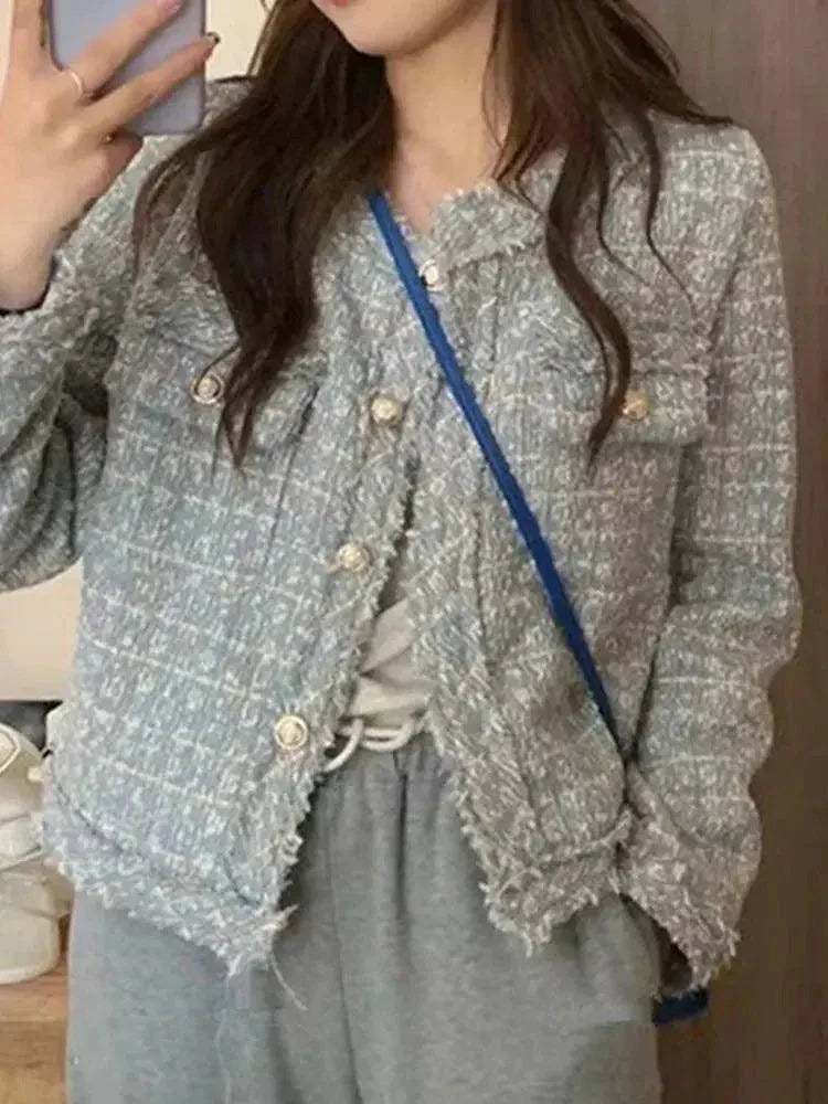 New Fashion Korean Style Chic Vintage Tweed Woolen Jacket Coat - Venus Trendy Fashion Online