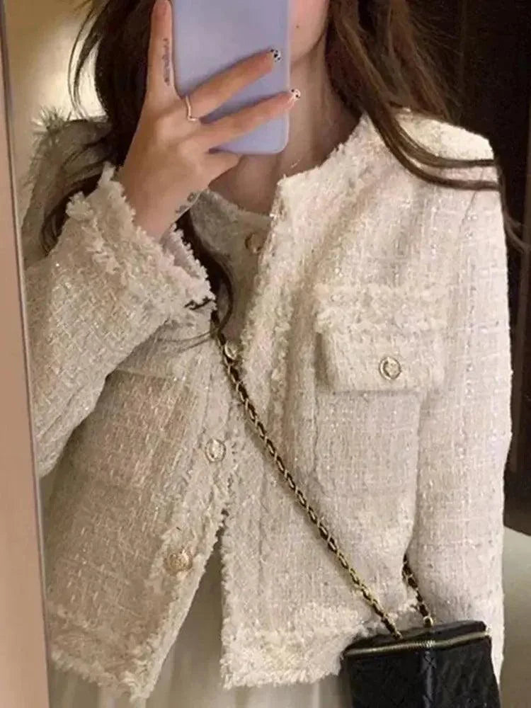 New Fashion Korean Style Chic Vintage Tweed Woolen Jacket Coat - Venus Trendy Fashion Online