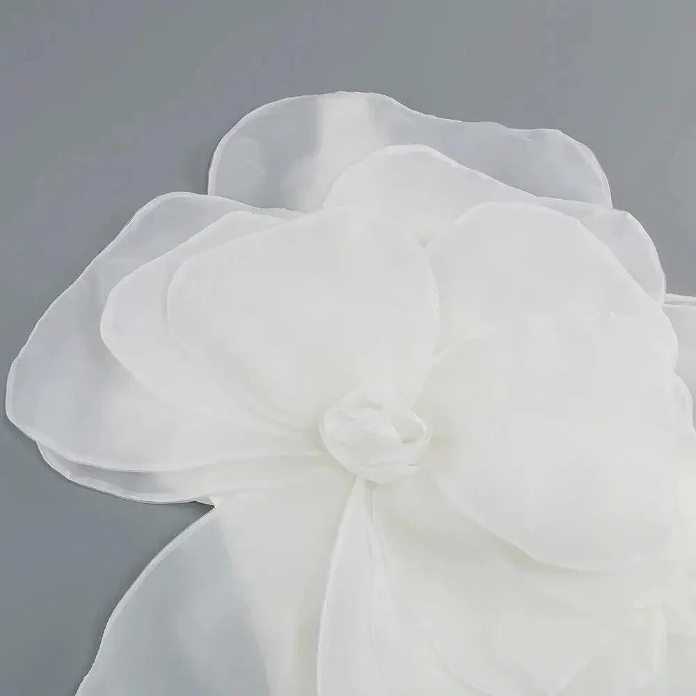 New Style Oblique Shoulder with Decorative Flower Dress - Venus Trendy Fashion Online