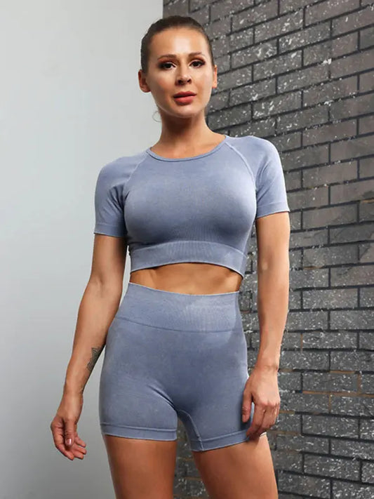 New multi-color yoga sports short-sleeved shorts sets - Venus Trendy Fashion Online
