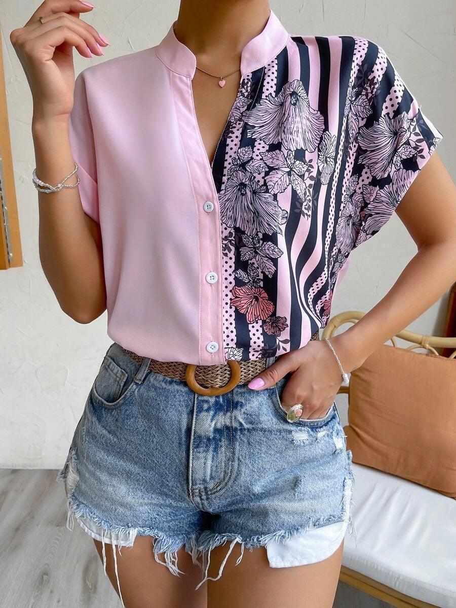 Summer Double Matching Contrast Color Shirt