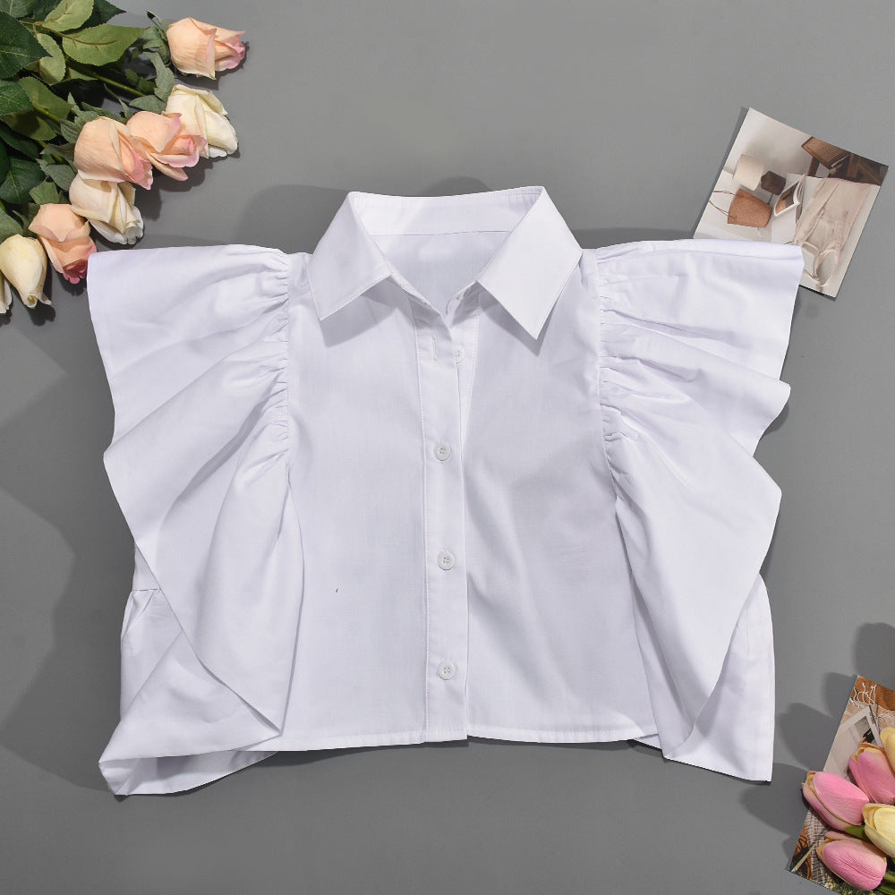 Summer Popular Short Sleeve Ruffle Sleeve Shirt
