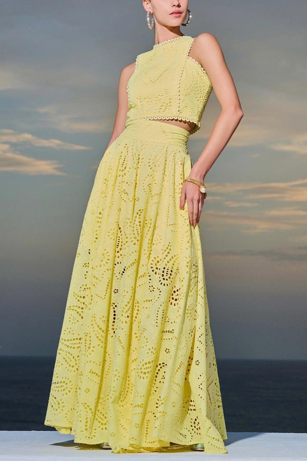 Spring Summer Sleeveless Long Skirt Pocket Set - Venus Trendy Fashion Online