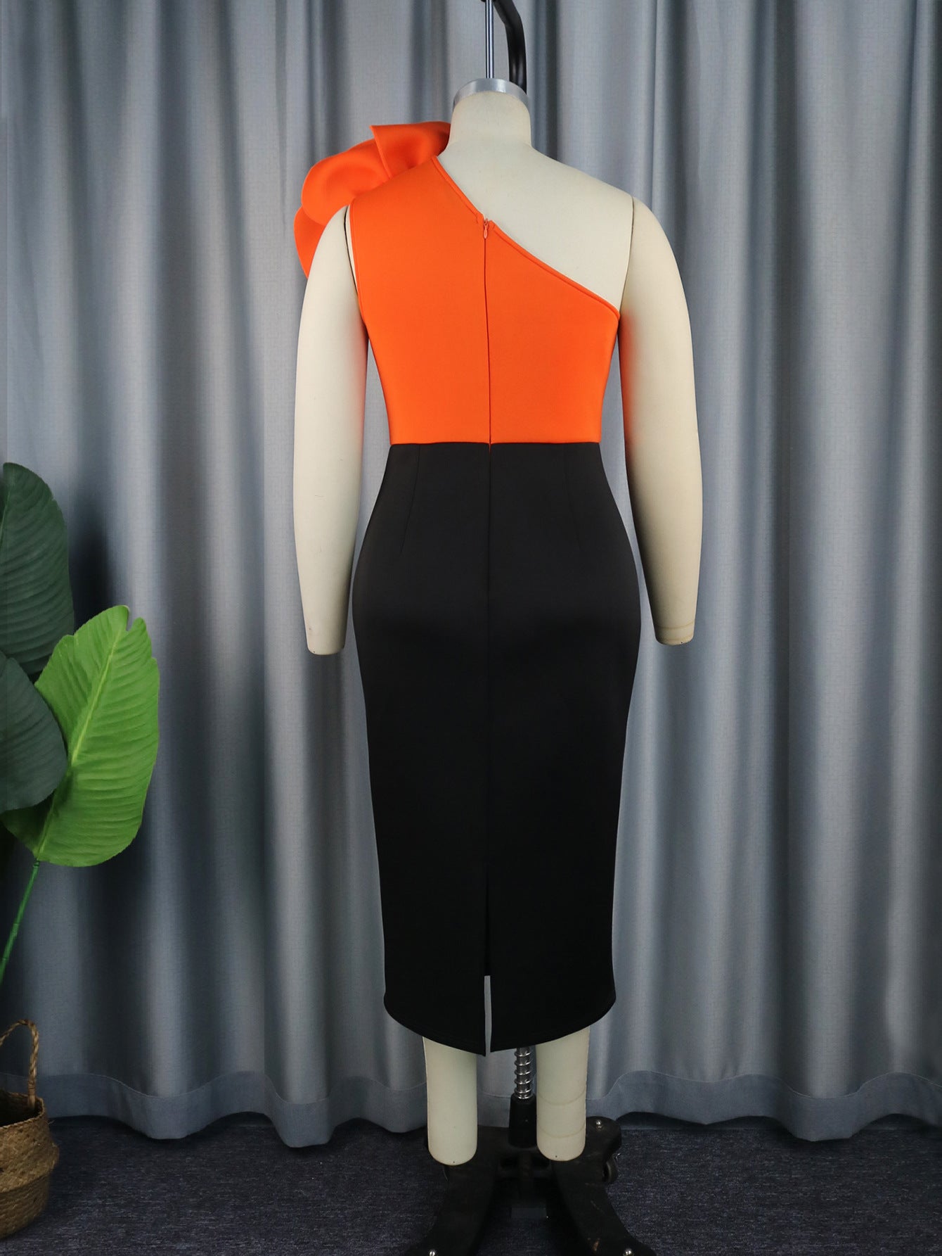 Summer Cool Contrast Color Sexy One Shoulder Dress