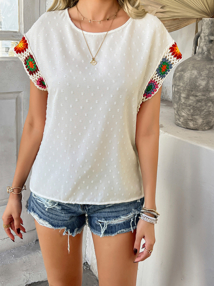 Summer Casual Contrast Color Holiday Polka Dot Shirt