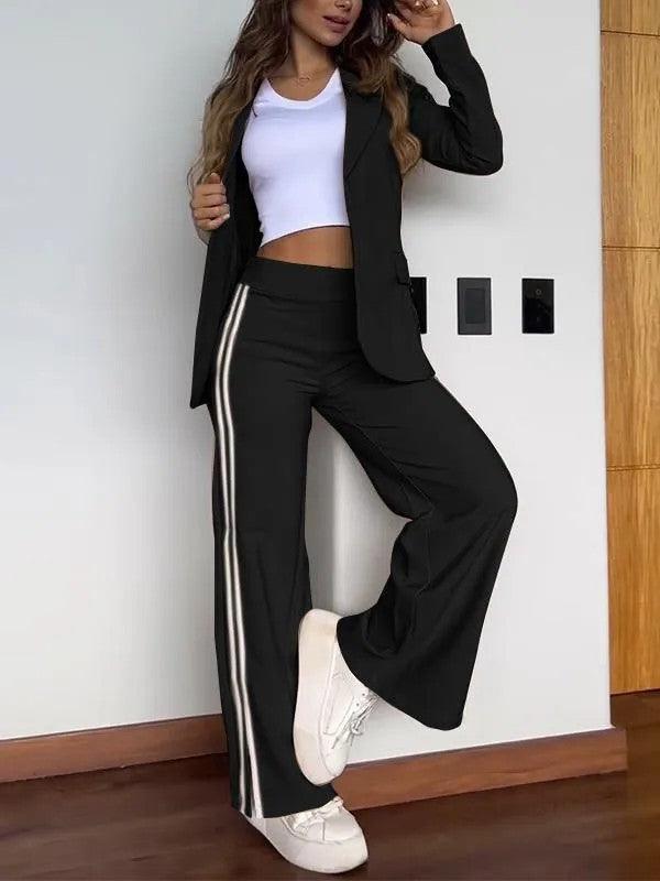 Women Casual Wide Leg Pants Two Piece Suit - Venus Trendy Fashion Online