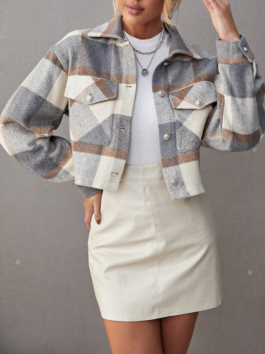 Fall Winter Women Woolen Short Coat