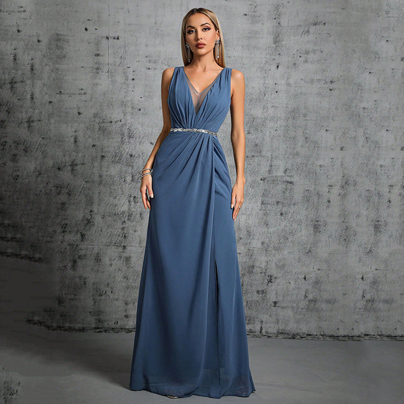 Double Shoulder Elegant Backless Fishtail Evening Dress