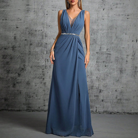 Double Shoulder Elegant Backless Fishtail Evening Dress