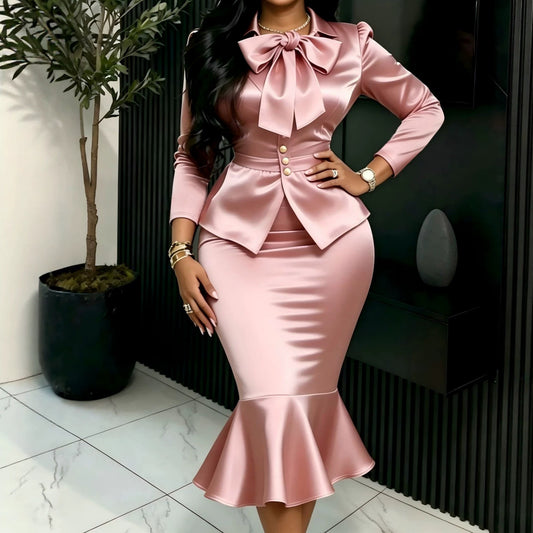 Elegant Satin Skirt Two Piece Sets