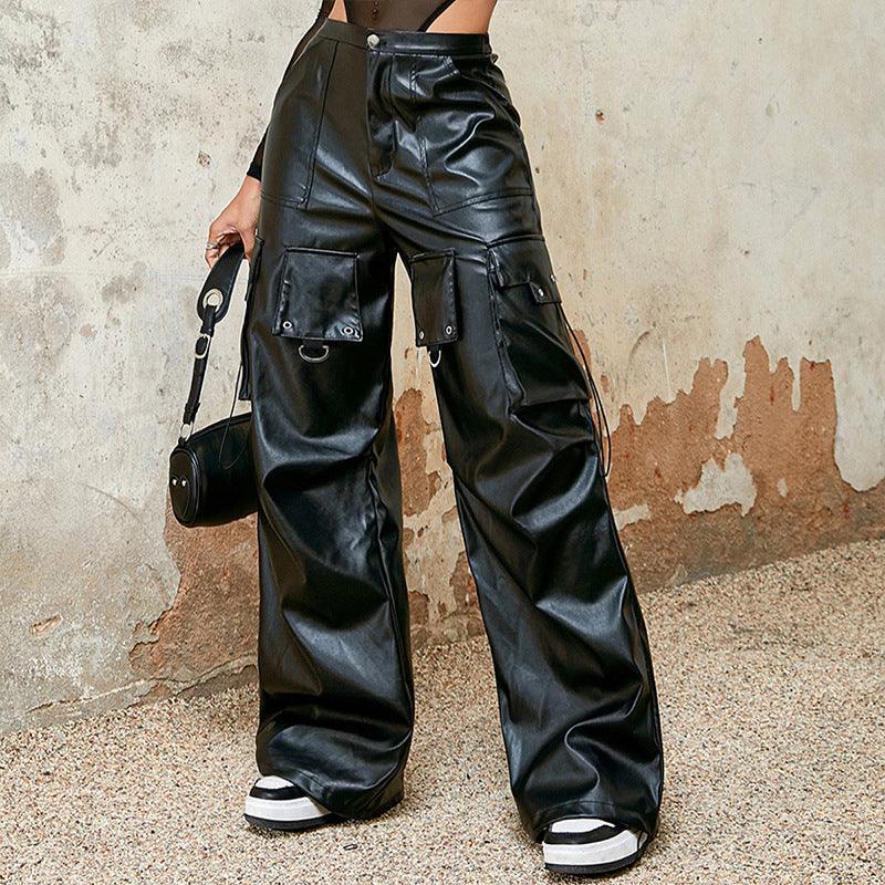 Women Wide Leg Red Overalls Straight Pants - Venus Trendy Fashion Online
