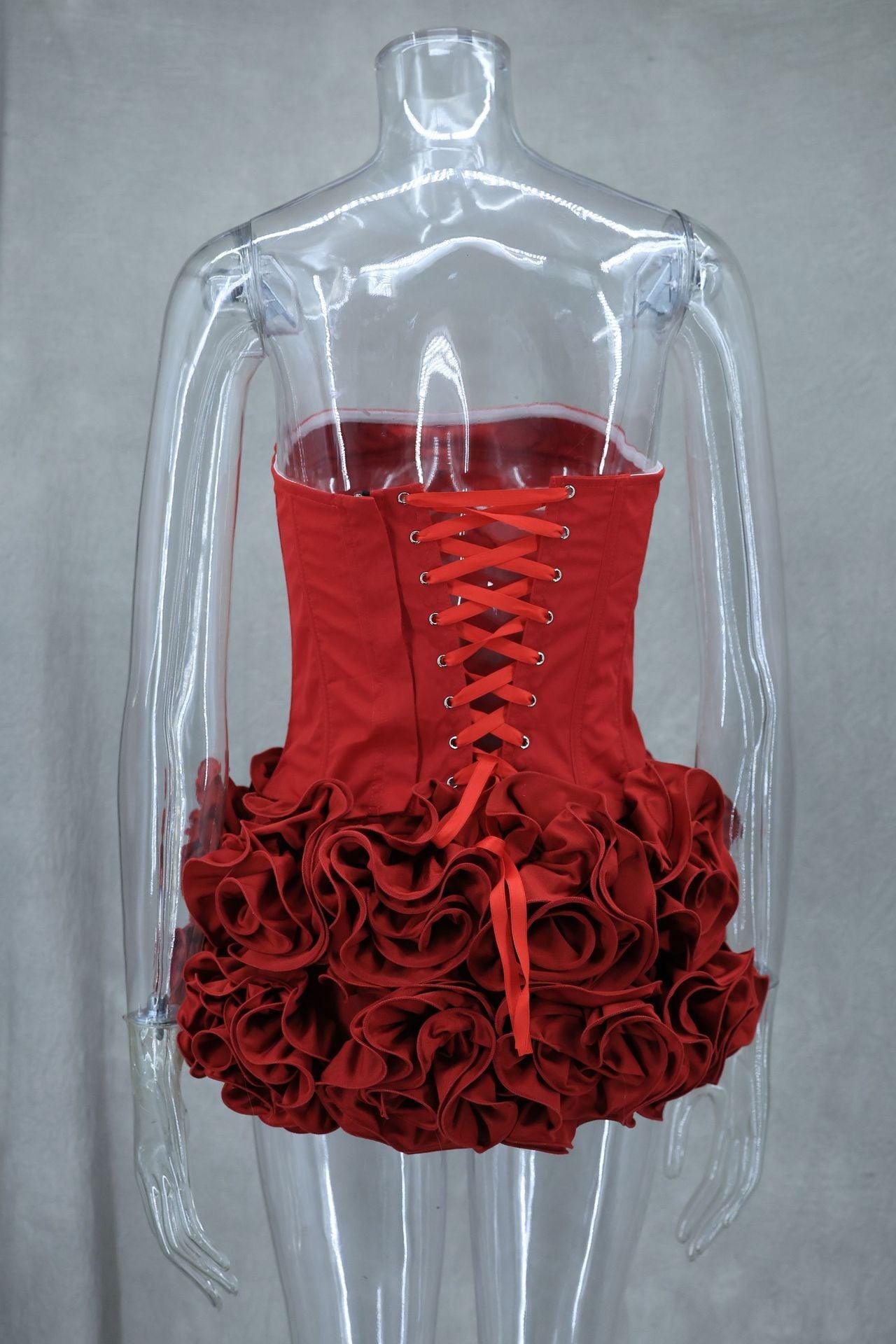 Adjustable Tube Top Exquisite Floral Skirt