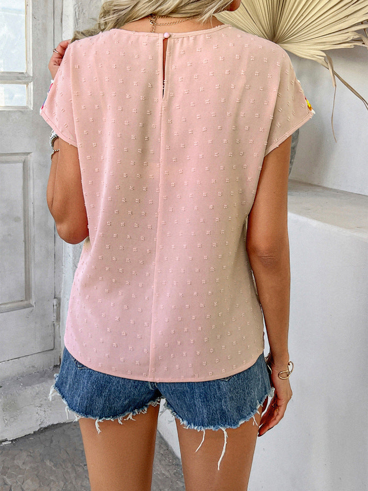 Summer Casual Contrast Color Holiday Polka Dot Shirt
