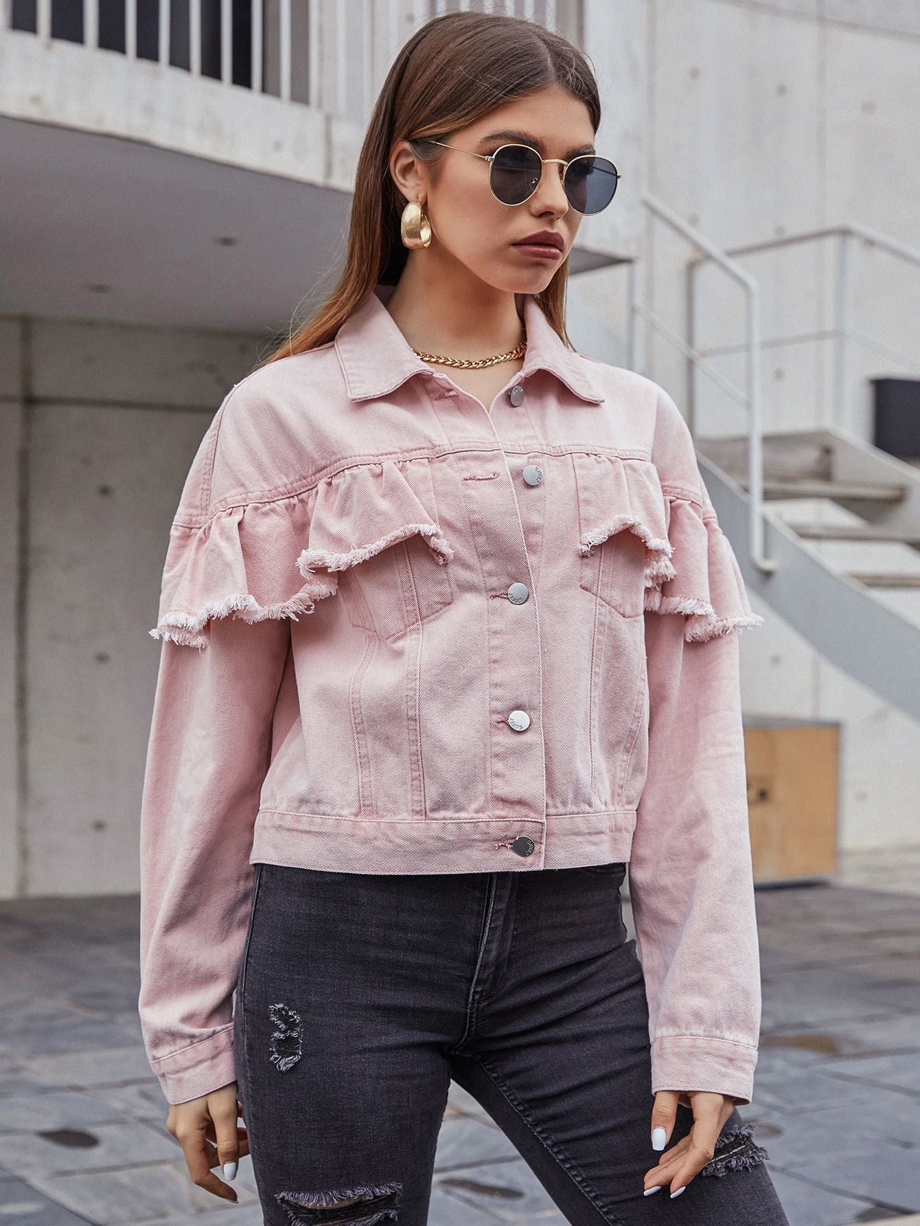 Women Clothing Casual Burr Short Denim Coat
