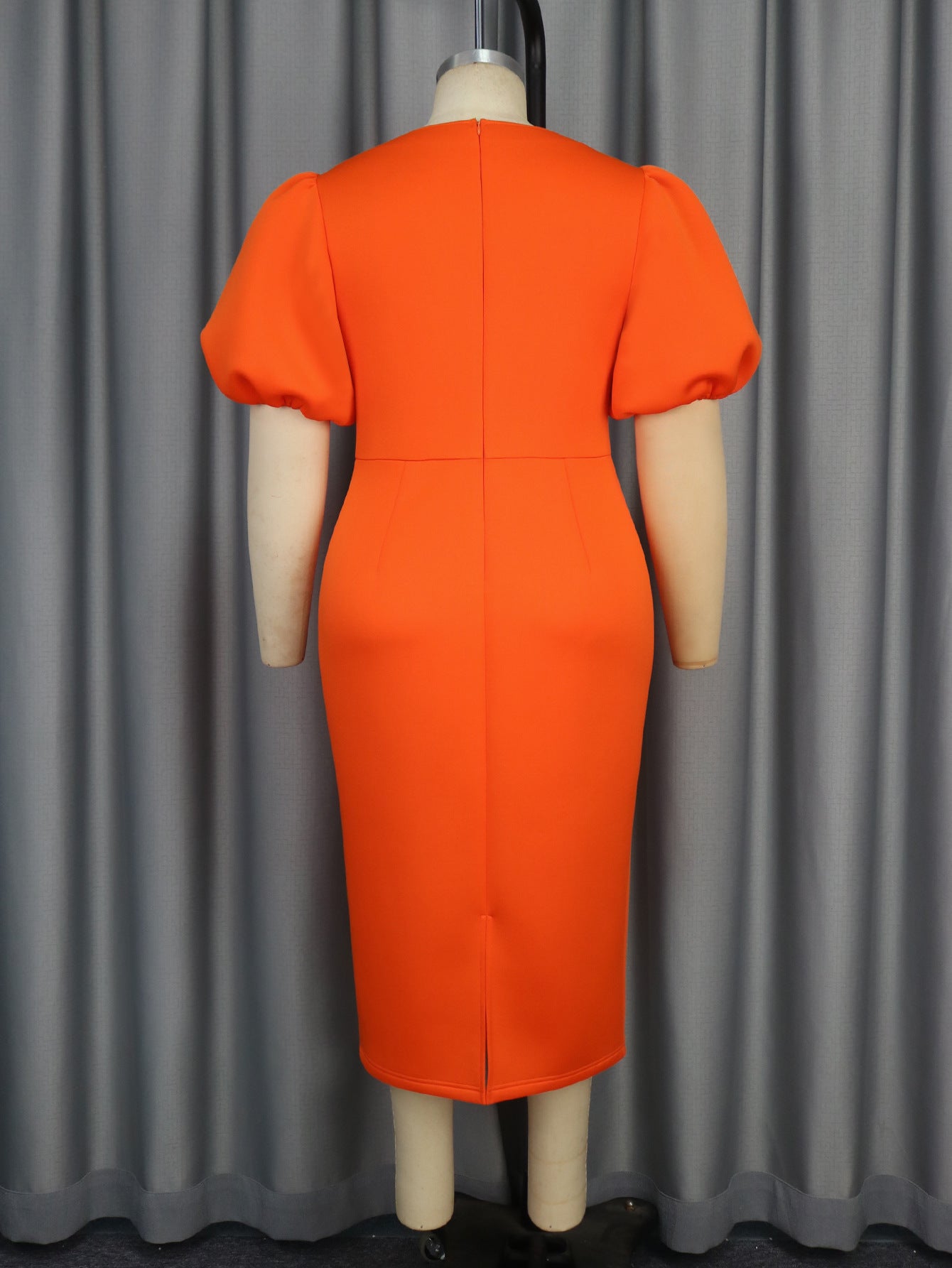 Elegant Puff Sleeve round Neck Dress