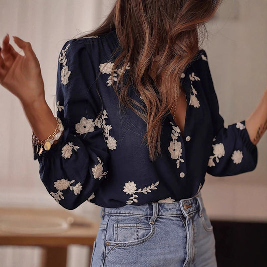 Popular Women Cardigan Puff Sleeve Casual Shirt Top