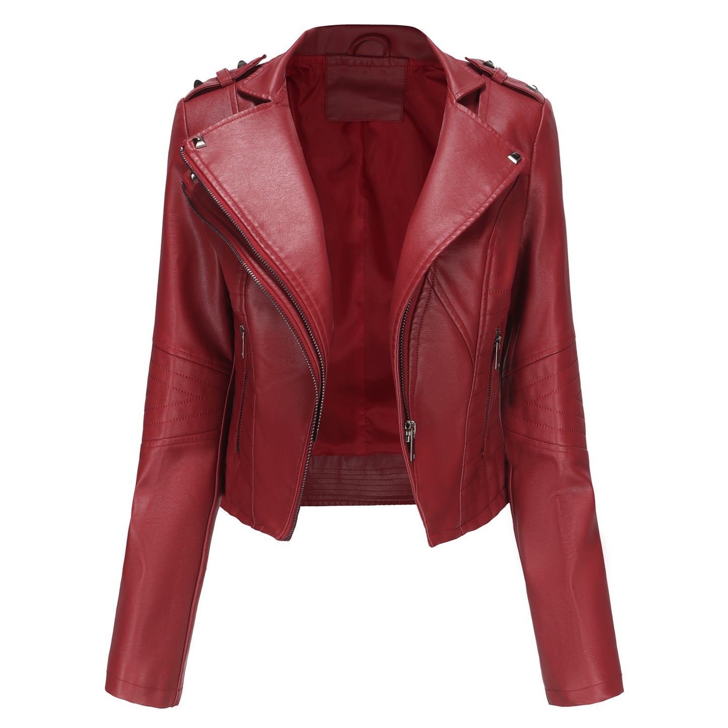 Slim Fit Long Sleeved Leather Jacket for Women - Venus Trendy Fashion Online