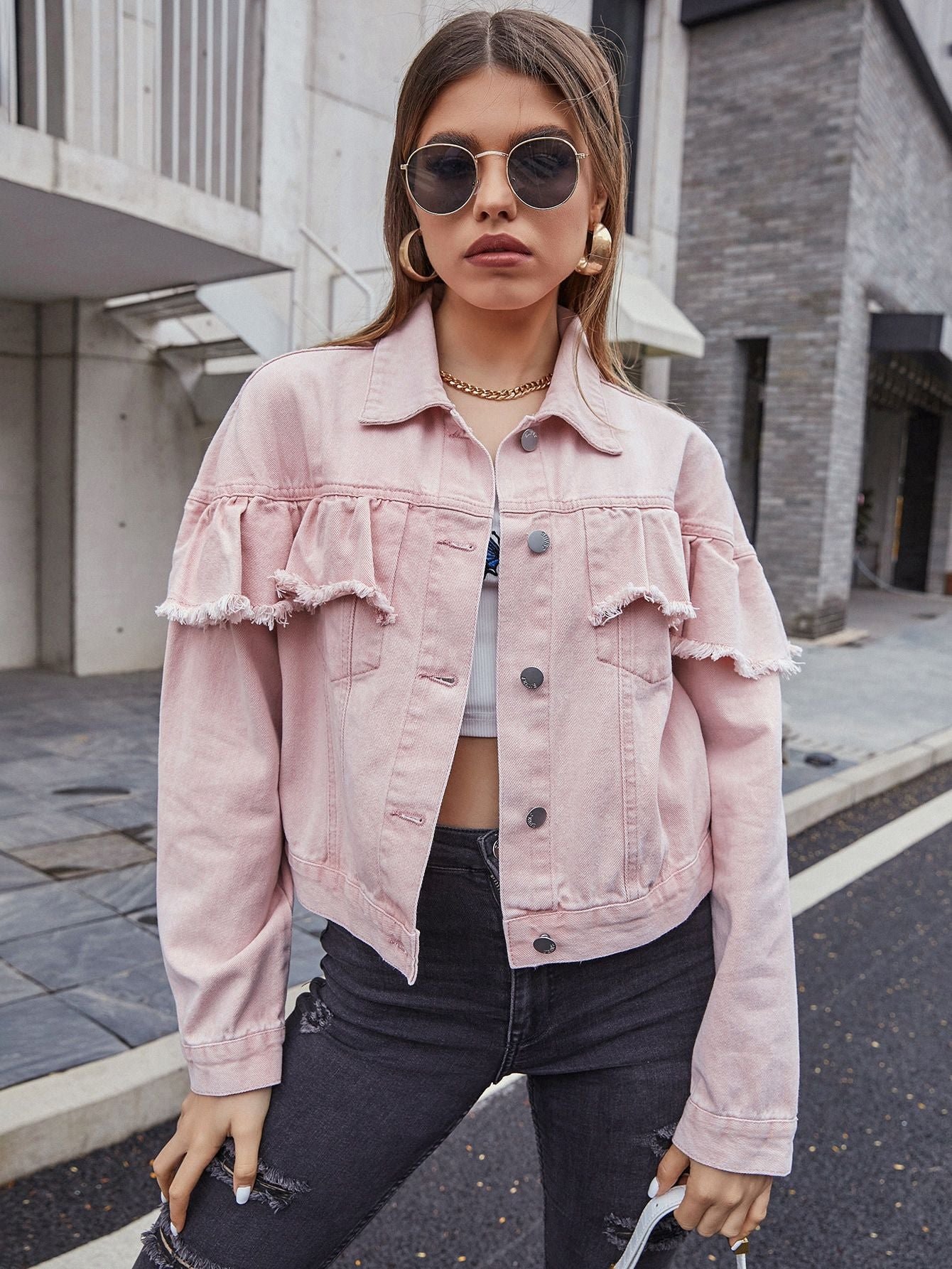 Women Clothing Casual Burr Short Denim Coat