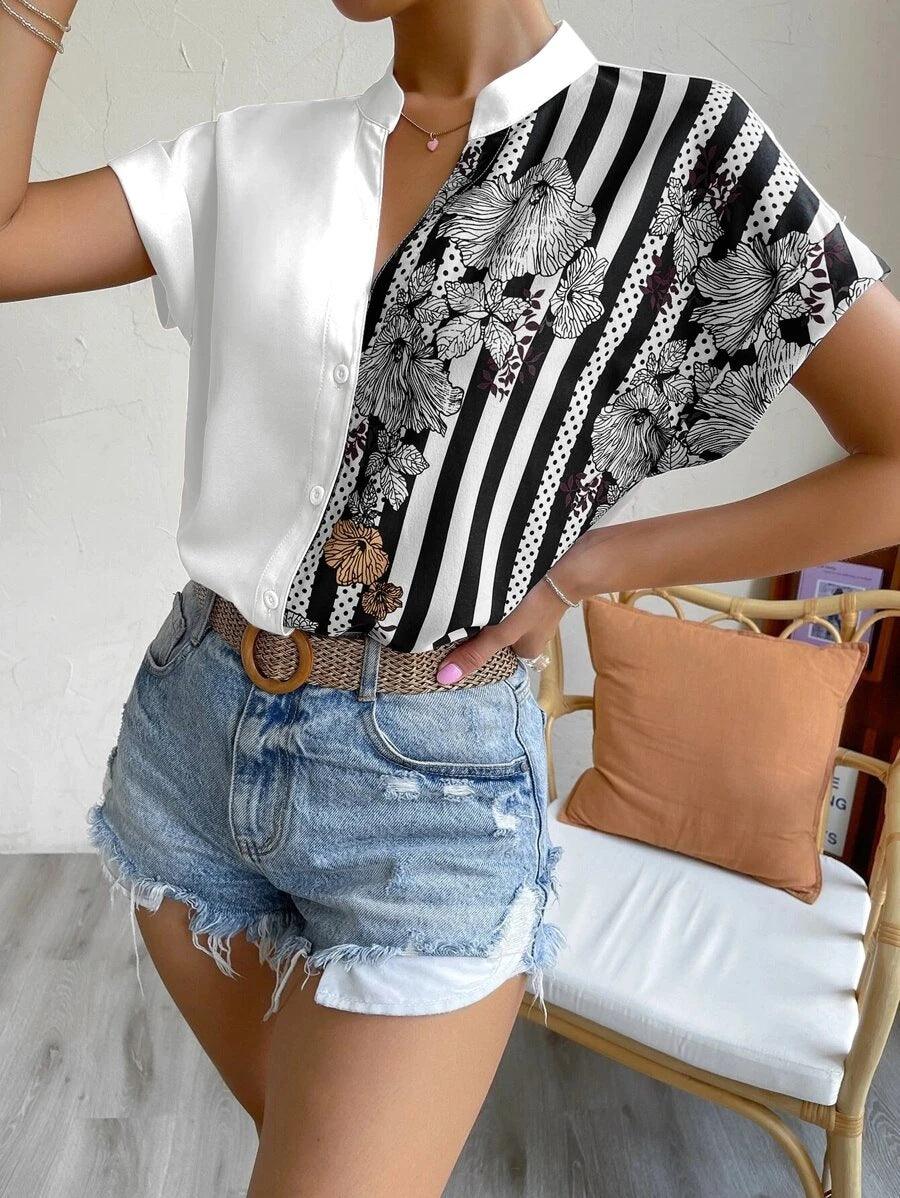 Summer Double Matching Contrast Color Shirt