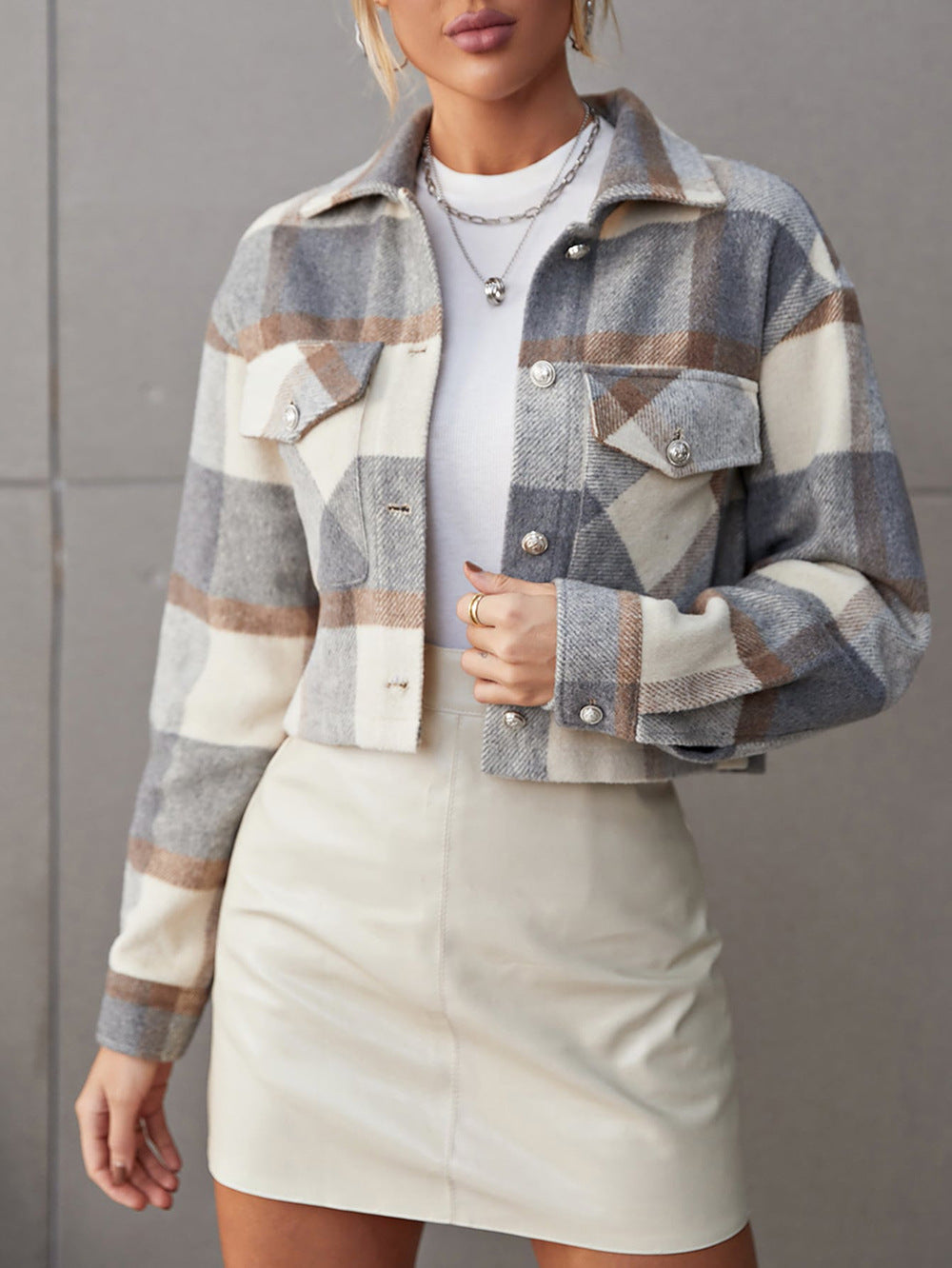 Fall Winter Women Woolen Short Coat